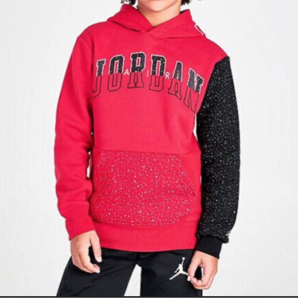 Air Jordan Black & Red Pullover Hoodie Boys Large - great condition